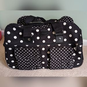 PINK polka dot wheelie luggage bag